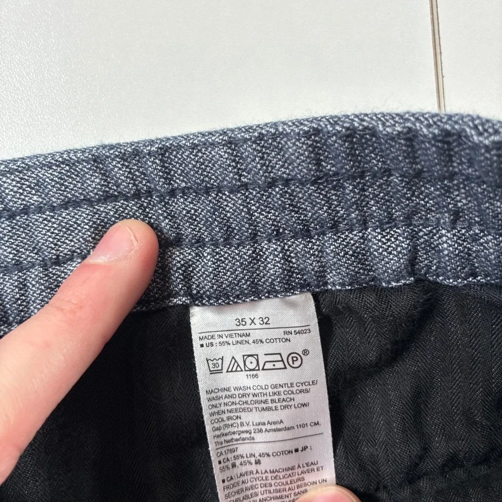 Banana Republic Mason Athletic Tapered Pant 35x28 Blue Linen Blend (Tag 35x32)